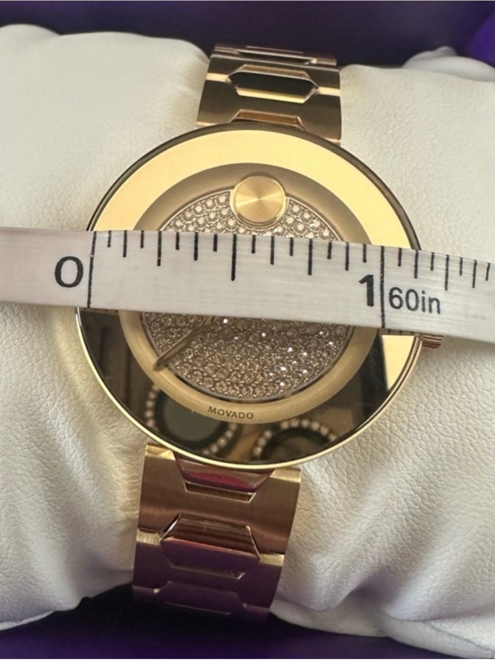 Movado Women's Gold Crystal Pavé Dial Bracelet Watch - Picture 4 of 6